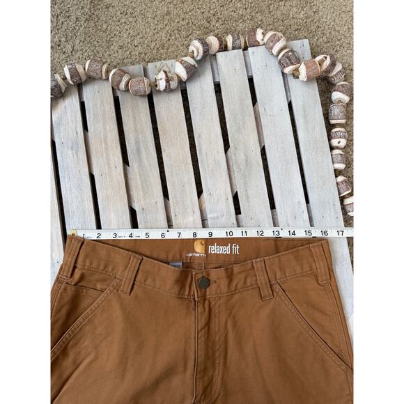 Carhartt Relaxed Fit Straight Rugged Flex Duck Dunagree Carpenter Brown Pants - Picture 10 of 11